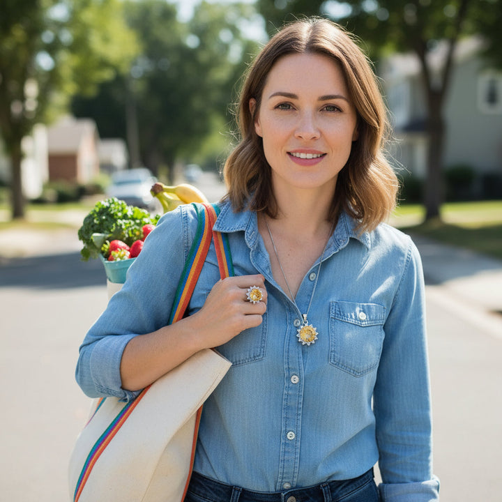 Solar Radiance – Citrine & Diamond Sunburst Jewelry Set for Confidence, Joy & Abundance - Mountauk