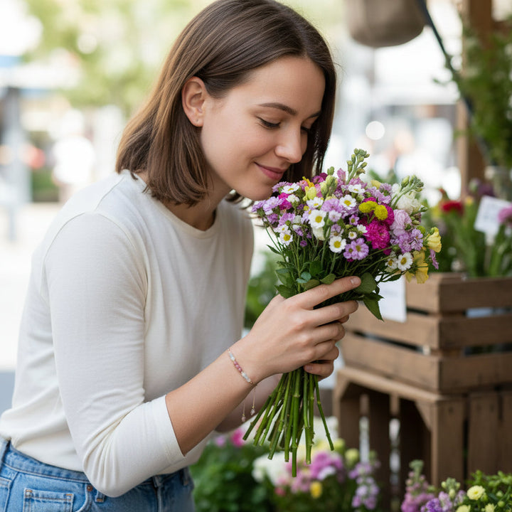 Love embodies crystal bracelet, attract love, self-love, rose quartz, aquamarine, moonstone, rose pyroxene - Mountauk
