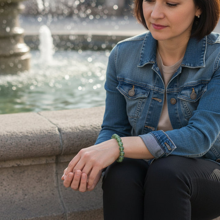 Dragon’s Vein Clarity – Natural Green Quartz & Rutilated Golden Thread Bracelet for Wealth, Intuition & Heart Chakra Healing - Mountauk