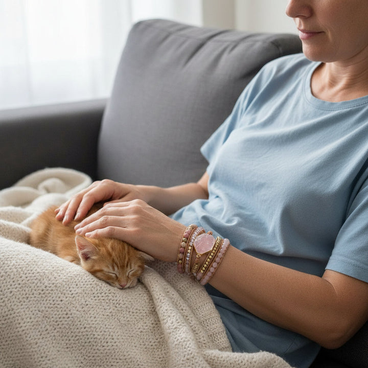 Rosebound Grace – 5-Strand Rose Quartz & Leather Wrap Bracelet for Love, Resilience & Bohemian Spirit - Mountauk