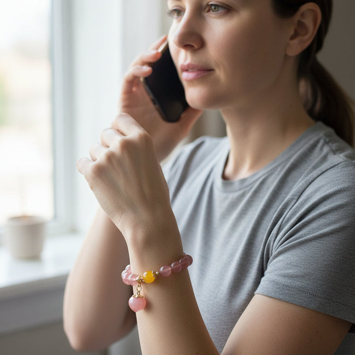 Heartberry Bloom – Strawberry Quartz Bracelet for Joy, Love & Feminine Renewal - Mountauk