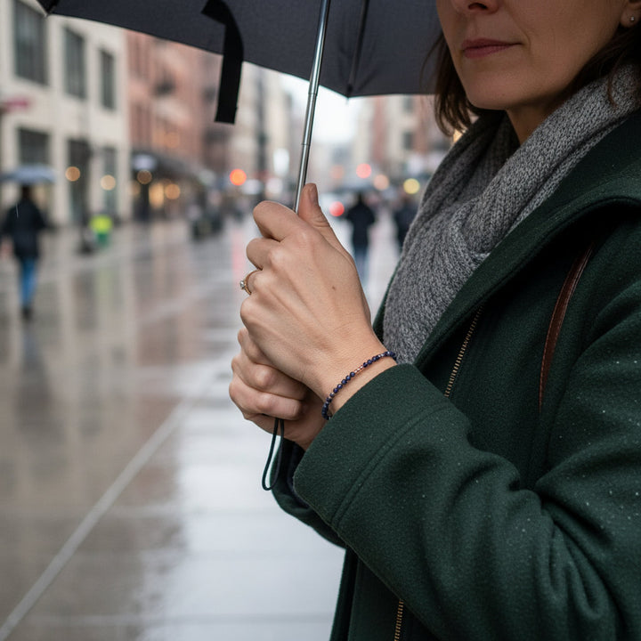 Dainty Sapphire Bracelet in Gold Filled & Sterling Silver, Gemstone Beaded Bracelets for Women, September Birthstone Jewelry - Mountauk