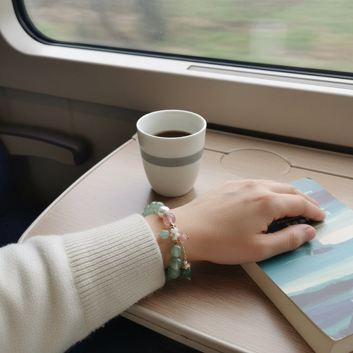 Verdant Bloom – Green Strawberry Quartz Floral Bracelet for Renewal, Creativity & Earth-Heart Harmony - Mountauk