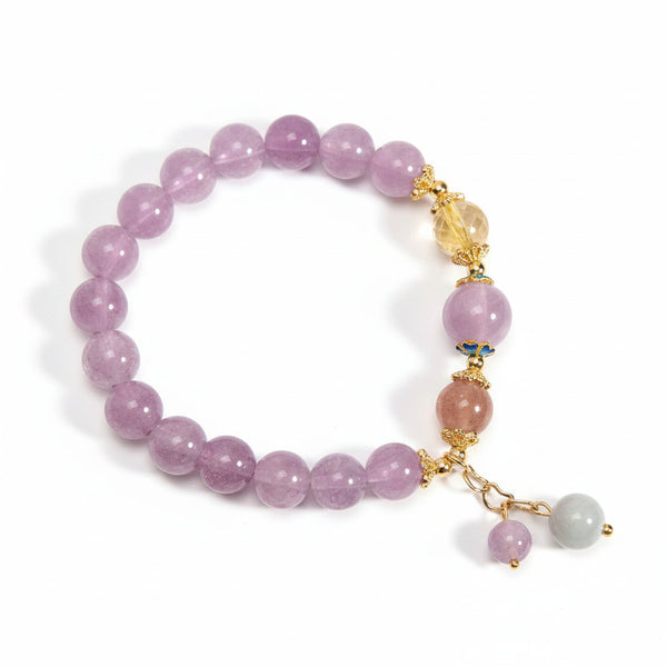 Soul Bloom – Amethyst & Strawberry Quartz Bracelet for Emotional Clarity and Creative Radiance - Mountauk