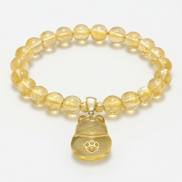 Luckybeam – Citrine Cat Charm Bracelet for Wealth Magnetism & Joyful Energy - Mountauk