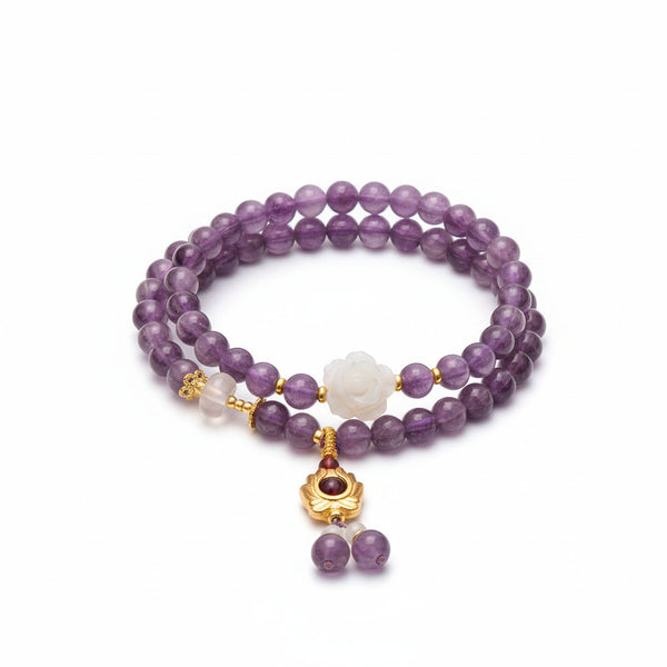 Lotus Oracle – Multi-layer Amethyst Bracelet for Protection, Intuition & Feminine Awakening - Mountauk