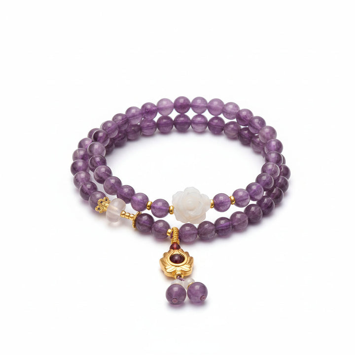 Lotus Oracle – Multi-layer Amethyst Bracelet for Protection, Intuition & Feminine Awakening - Mountauk