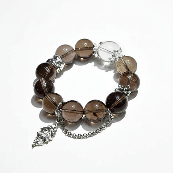 Shadow Grove – Smoky Quartz & Clear Crystal Bracelet for Emotional Clarity, Grounding & Seasonal Renewal