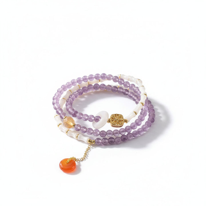 Lunar Flow – Amethyst Bamboo Wrap Bracelet for Clarity, Balance & Feminine Intuition - Mountauk