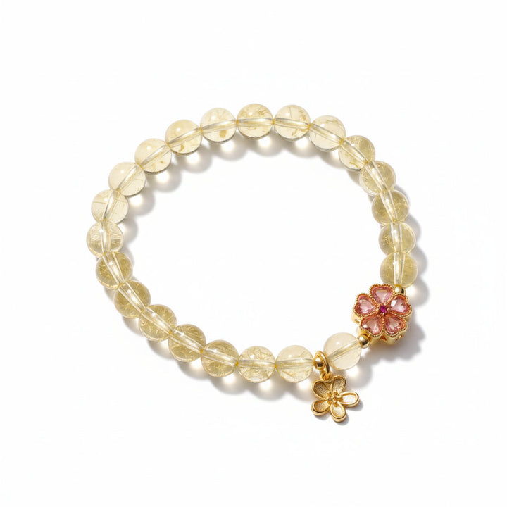 Bloomlight – Citrine Flower Pendant Bracelet for Confidence, Prosperity & Feminine Grace - Mountauk