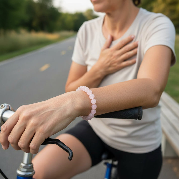 Boho Rose Quartz Love Bracelet: Handmade Bohemian Charm for Summer Beach Romance - Mountauk