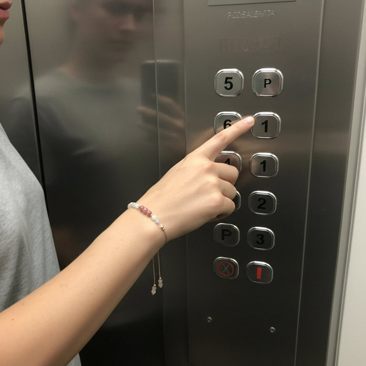 Love embodies crystal bracelet, attract love, self-love, rose quartz, aquamarine, moonstone, rose pyroxene - Mountauk