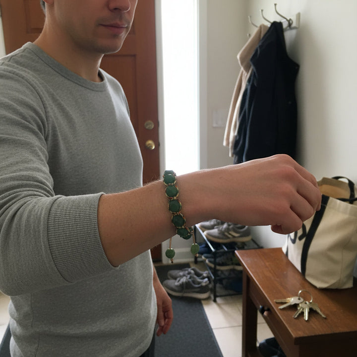 Handmade Natural Tiger Eye Jasper Amethyst Crystal Bracelet for Confidence & Motivation, Health & Vitality. - Mountauk