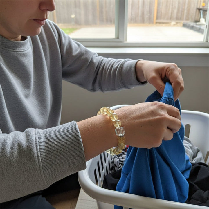 Sweet Clarity – Cube-Cut Citrine & White Crystal Bracelet for Joy, Abundance & Energetic Focus - Mountauk