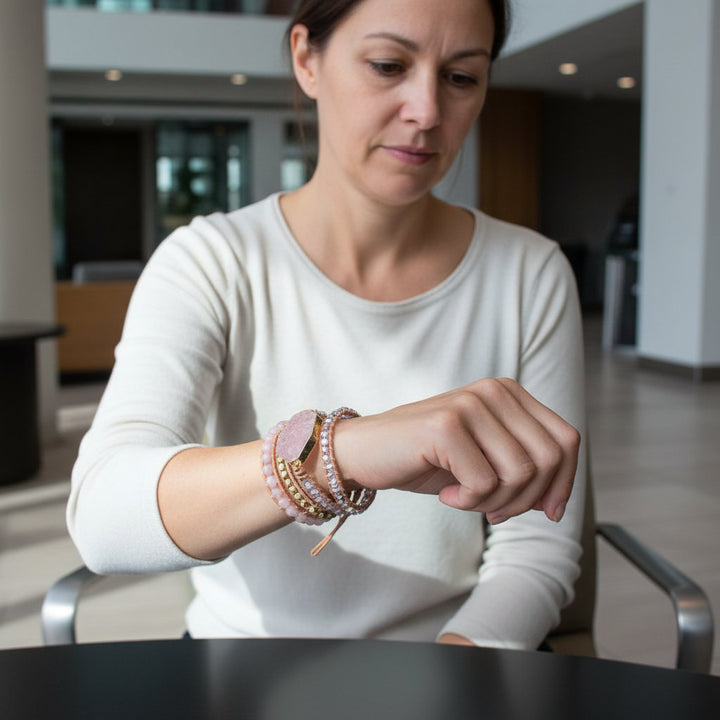 Rosebound Grace – 5-Strand Rose Quartz & Leather Wrap Bracelet for Love, Resilience & Bohemian Spirit - Mountauk