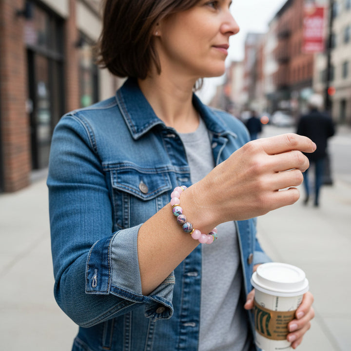 HeartSync – Imperial Jasper & Rose Quartz Bracelet for Soulful Attraction - Mountauk