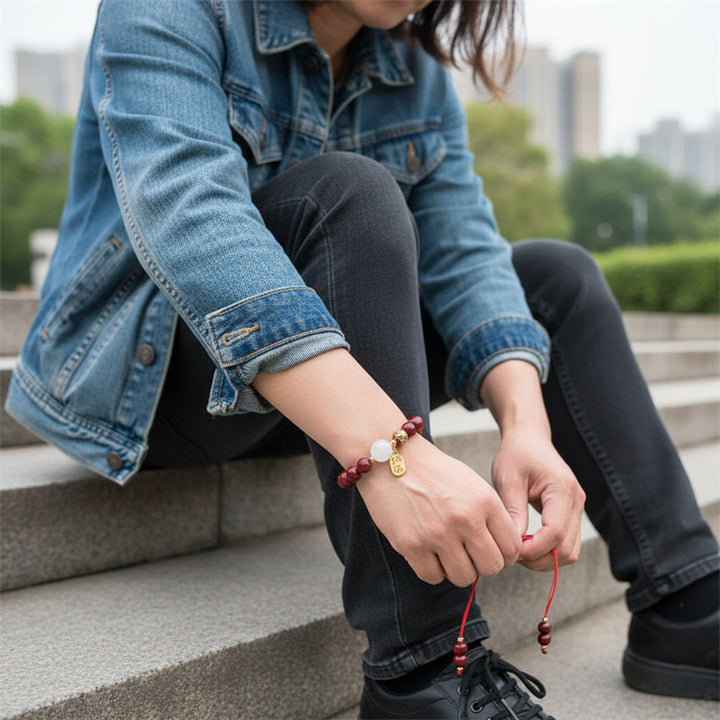 Lucky Wealth Red String Bead Bracelet Bangle Handmade Adjustable Attract Money Wealth Bracelet For Women Men - Mountauk