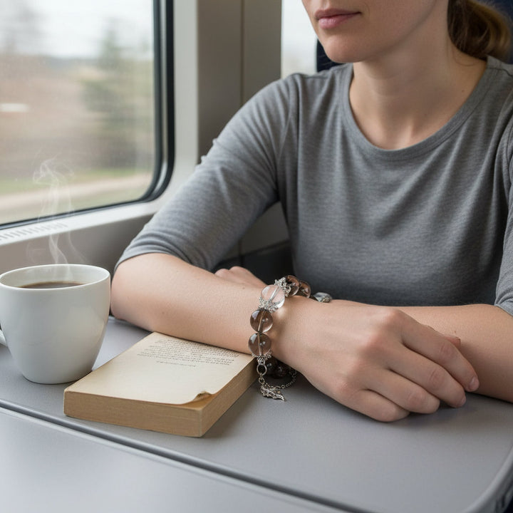 Shadow Grove – Smoky Quartz & Clear Crystal Bracelet for Emotional Clarity, Grounding & Seasonal Renewal - Mountauk