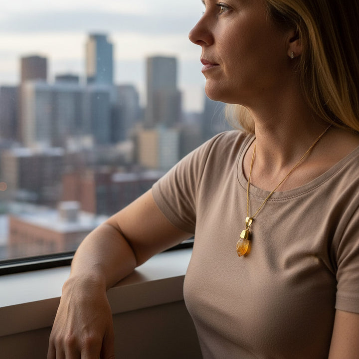 SolarPulse – Raw Citrine Abundance Pendant for Empowered Living - Mountauk