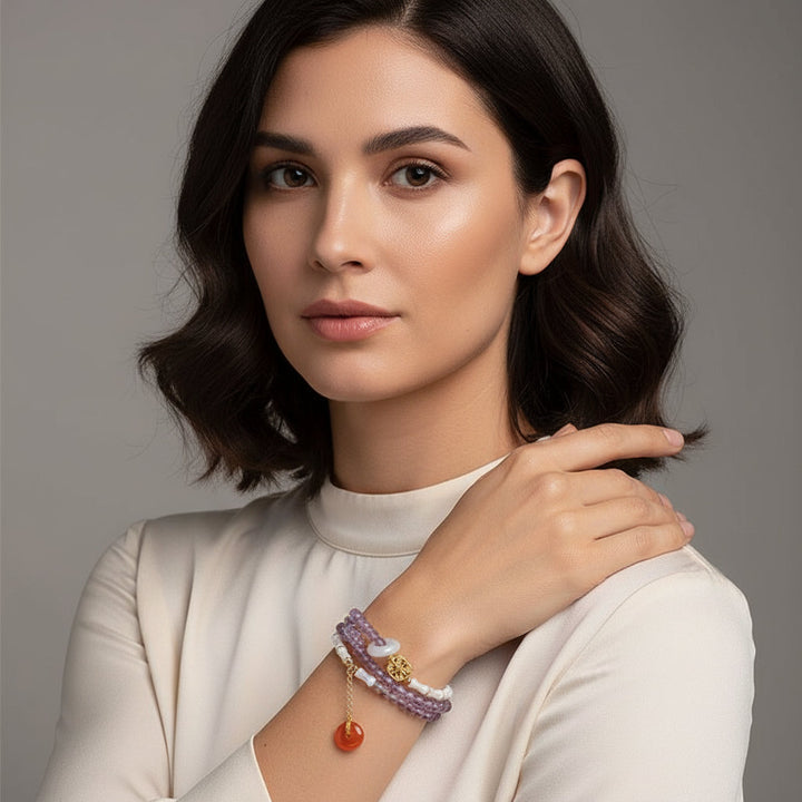 Lunar Flow – Amethyst Bamboo Wrap Bracelet for Clarity, Balance & Feminine Intuition - Mountauk