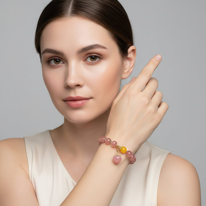 Heartberry Bloom – Strawberry Quartz Bracelet for Joy, Love & Feminine Renewal - Mountauk