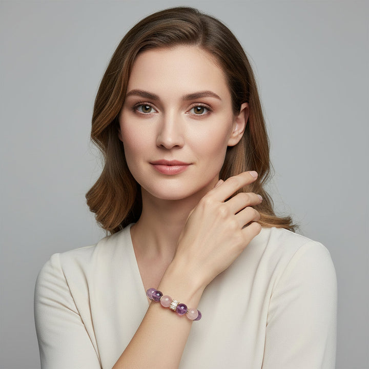 Crown Pulse – Dual Bead Amethyst Bracelet for Clarity, Alignment & Spiritual Flow - Mountauk