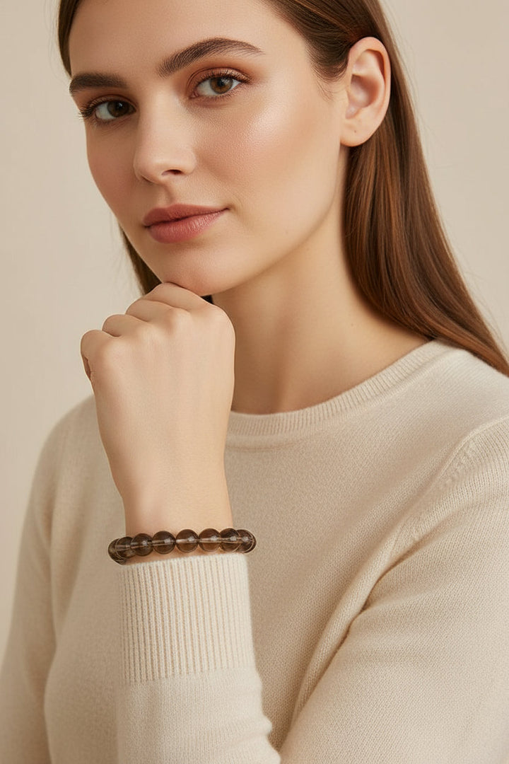 Rooted Clarity – Grade A Smoky Quartz Crystal Bracelet for Grounding, Focus & Energetic Protection - Mountauk