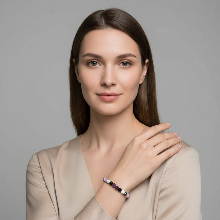 CalmCircuit – 7-Stone Stress Relief Crystal Bracelet for Clarity, Grounding & Peace - Mountauk