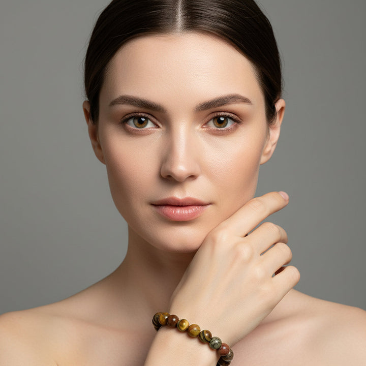 Urban Sentinel – Tiger Eye & Picasso Jasper Bracelet for Strength, Focus & Energetic Protection - Mountauk