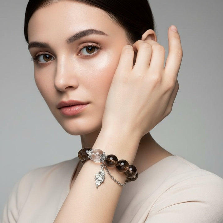 Shadow Grove – Smoky Quartz & Clear Crystal Bracelet for Emotional Clarity, Grounding & Seasonal Renewal - Mountauk