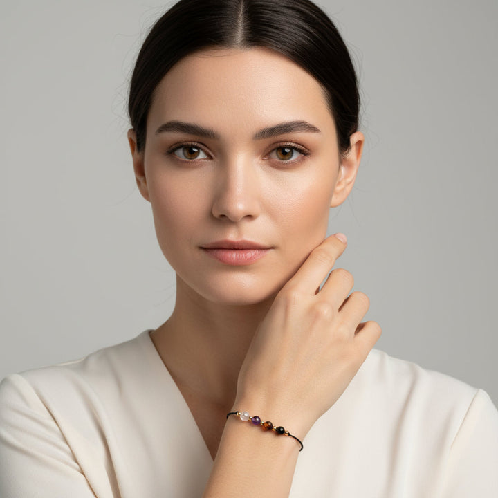 SoulGuard – Rose Quartz, Amethyst & Tourmaline Bracelet for Empathic Protection & Inner Strength - Mountauk