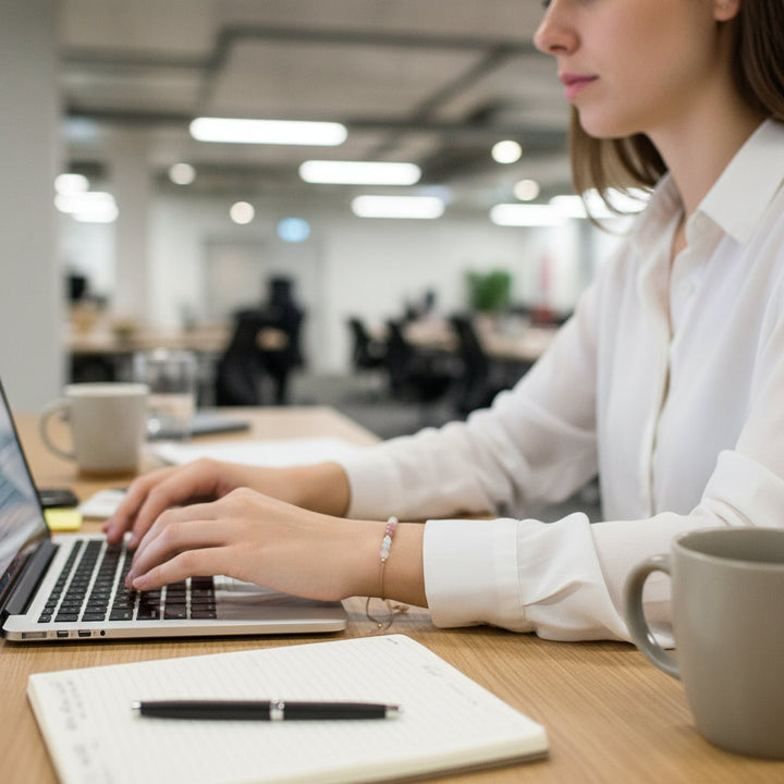 Love embodies crystal bracelet, attract love, self-love, rose quartz, aquamarine, moonstone, rose pyroxene - Mountauk