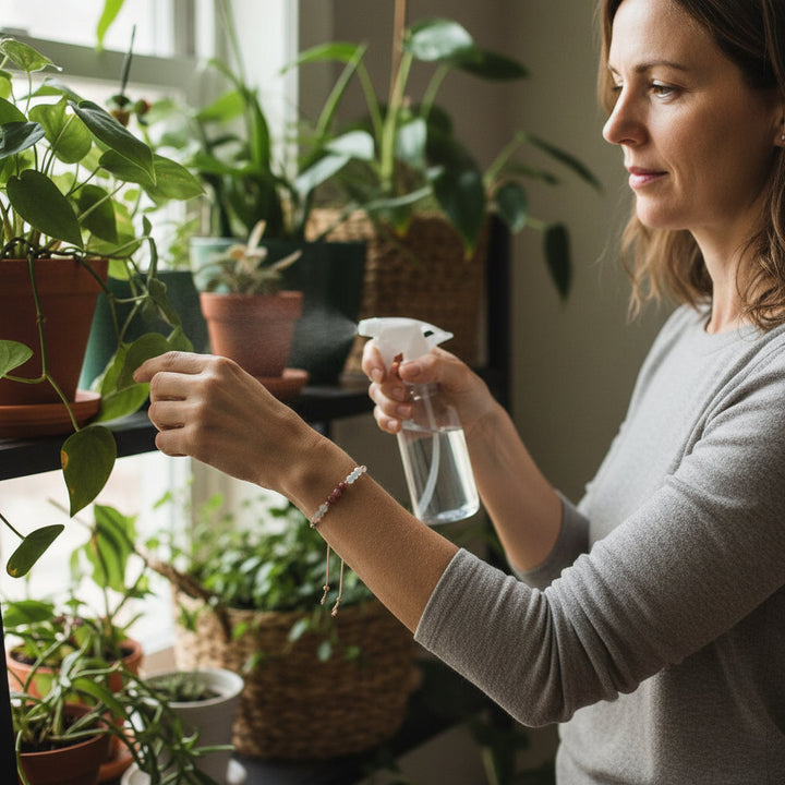 Love embodies crystal bracelet, attract love, self-love, rose quartz, aquamarine, moonstone, rose pyroxene - Mountauk