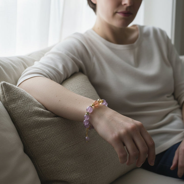 Soul Bloom – Amethyst & Strawberry Quartz Bracelet for Emotional Clarity and Creative Radiance - Mountauk