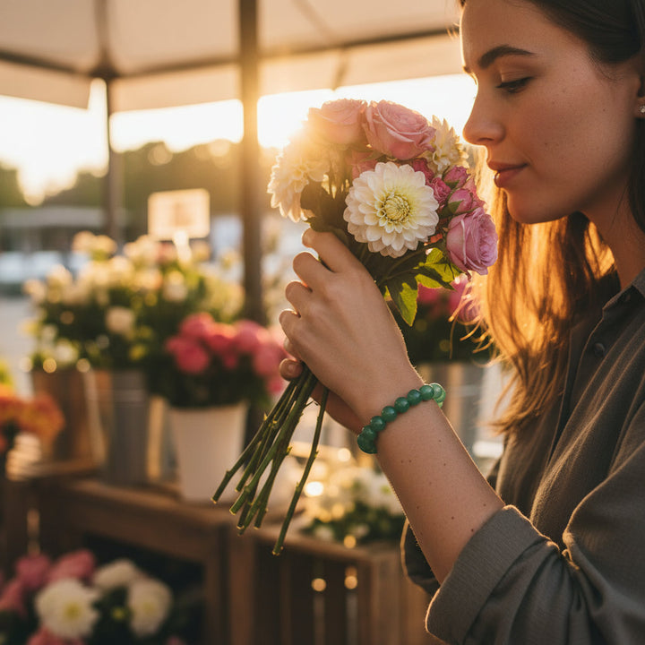 Genuine Natural Guatemala Jadeite Beaded Bracelet for Women Luxury Elegant Energy Healing Elastic Bangles Girlfriend Gifts - Mountauk