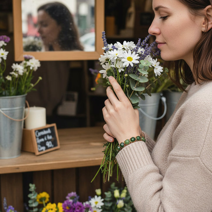 Handmade Natural Tiger Eye Jasper Amethyst Crystal Bracelet for Confidence & Motivation, Health & Vitality. - Mountauk