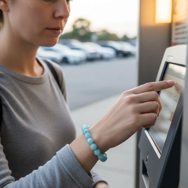 Natural Aquamari Bracelet Single Crystal Elastic Romantic Crystal Yoga Blue Bracelet Woman Jewelry - Mountauk