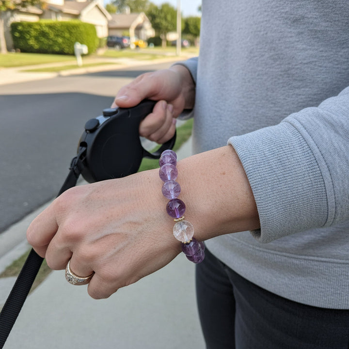 Crown Pulse – Dual Bead Amethyst Bracelet for Clarity, Alignment & Spiritual Flow - Mountauk