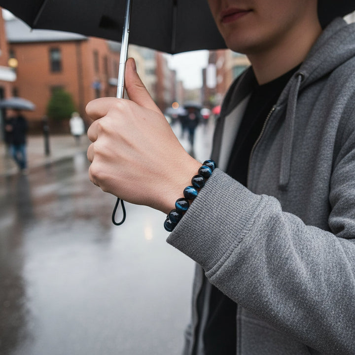 5A+ Lightning Blue Tiger Eye Bracelets Men Highest Quality Natural Stone Round Beads Elasticity Rope Bracelets for Women Jewelry - Mountauk