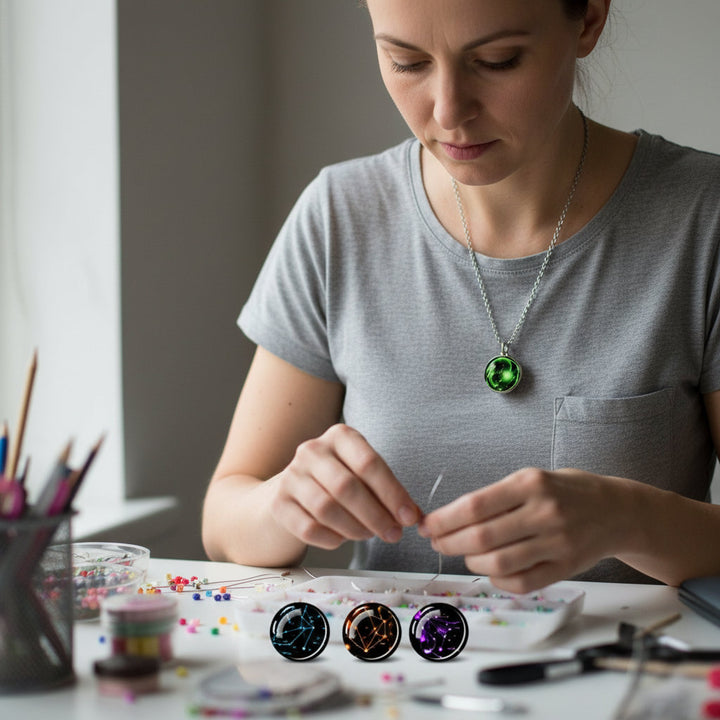 Elegant 12 Constellation Zodiac Necklace | Luminous Starry Sky Glass Pendant for Protection & Grounding - Mountauk