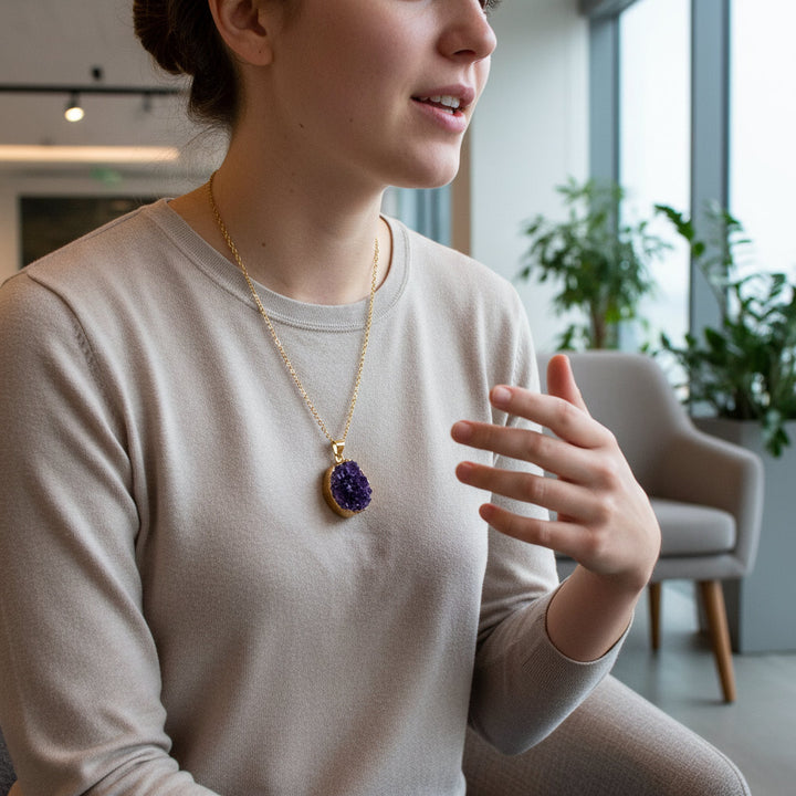 Amethyst Anchor – Raw Crystal Pendant for Grounded Intuition & Spiritual Protection - Mountauk