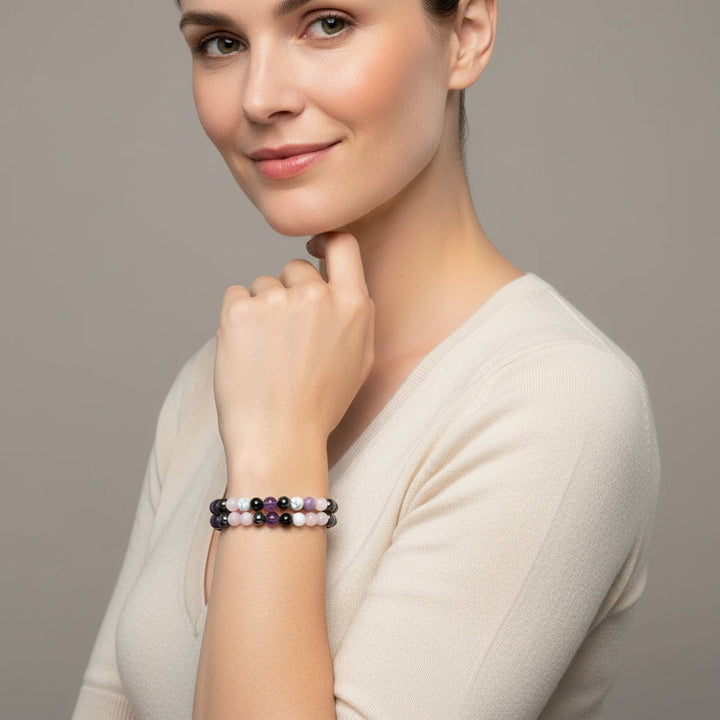 CalmCircuit – 7-Stone Stress Relief Crystal Bracelet for Clarity, Grounding & Peace - Mountauk