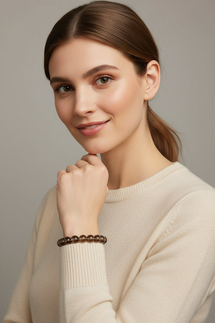 Rooted Clarity – Grade A Smoky Quartz Crystal Bracelet for Grounding, Focus & Energetic Protection - Mountauk