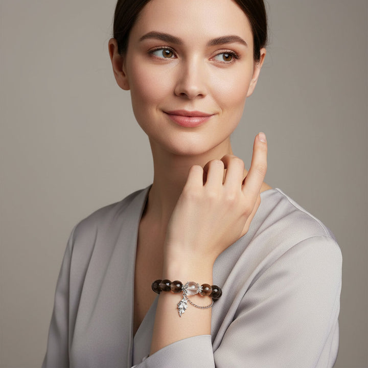 Shadow Grove – Smoky Quartz & Clear Crystal Bracelet for Emotional Clarity, Grounding & Seasonal Renewal - Mountauk