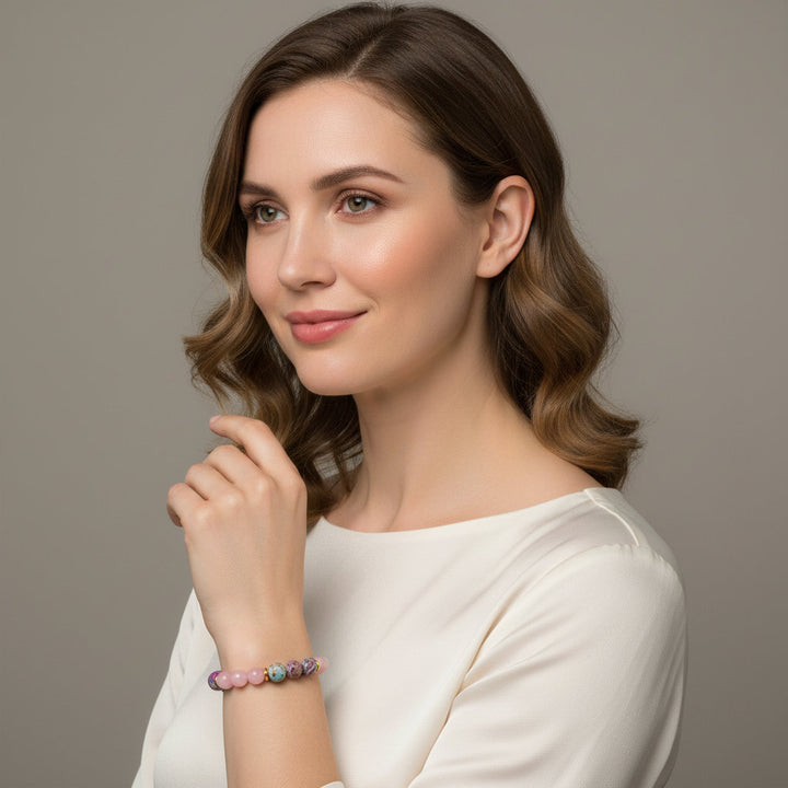 HeartSync – Imperial Jasper & Rose Quartz Bracelet for Soulful Attraction - Mountauk