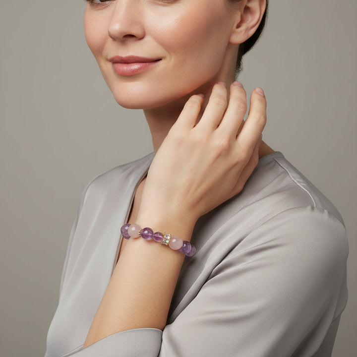 Crown Pulse – Dual Bead Amethyst Bracelet for Clarity, Alignment & Spiritual Flow - Mountauk