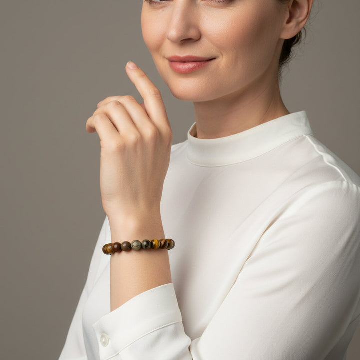 Urban Sentinel – Tiger Eye & Picasso Jasper Bracelet for Strength, Focus & Energetic Protection - Mountauk
