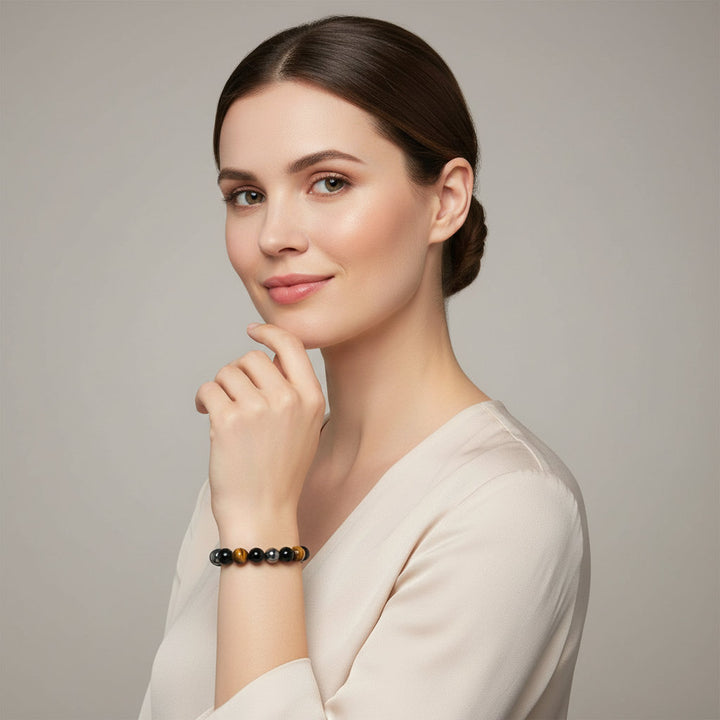 Natural Black Obsidian Hematite Tiger Eye Beads Bracelets Men for Magnetic Health Protection Women Lose Weight Jewelry Gifts - Mountauk