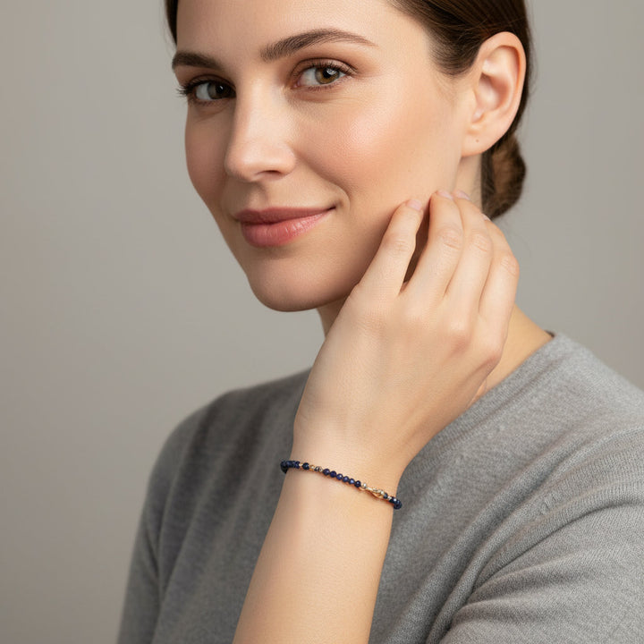 Dainty Sapphire Bracelet in Gold Filled & Sterling Silver, Gemstone Beaded Bracelets for Women, September Birthstone Jewelry - Mountauk