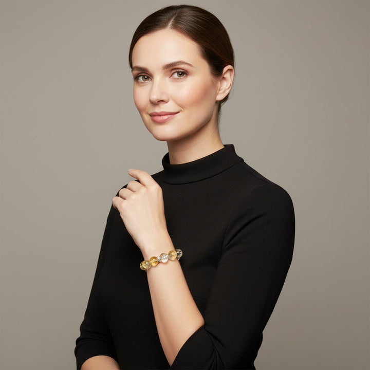 Sweet Clarity – Cube-Cut Citrine & White Crystal Bracelet for Joy, Abundance & Energetic Focus - Mountauk